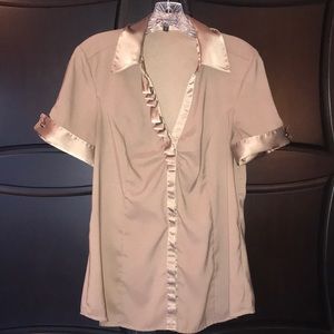 EXPRESS taupe button down blouse. Size large.